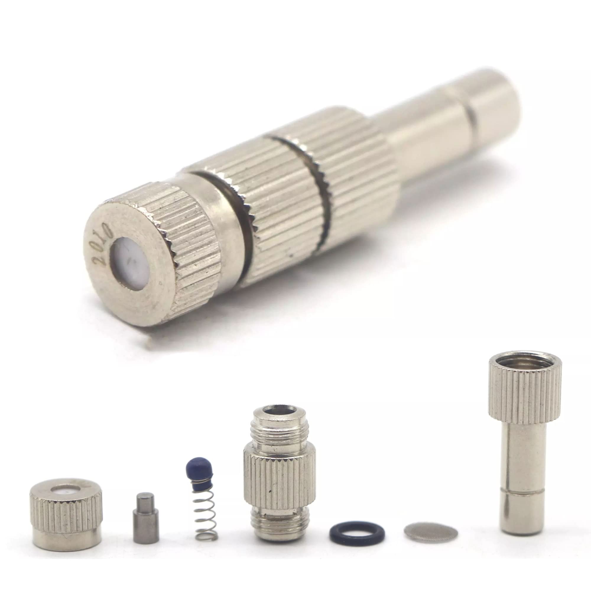 MGNSJGYXN 40PCS Brass Misting Nozzle for Cooling System, Low Pressure Mister Nozzles Fogging Sprayer, 6MM Connection(0.15mm)