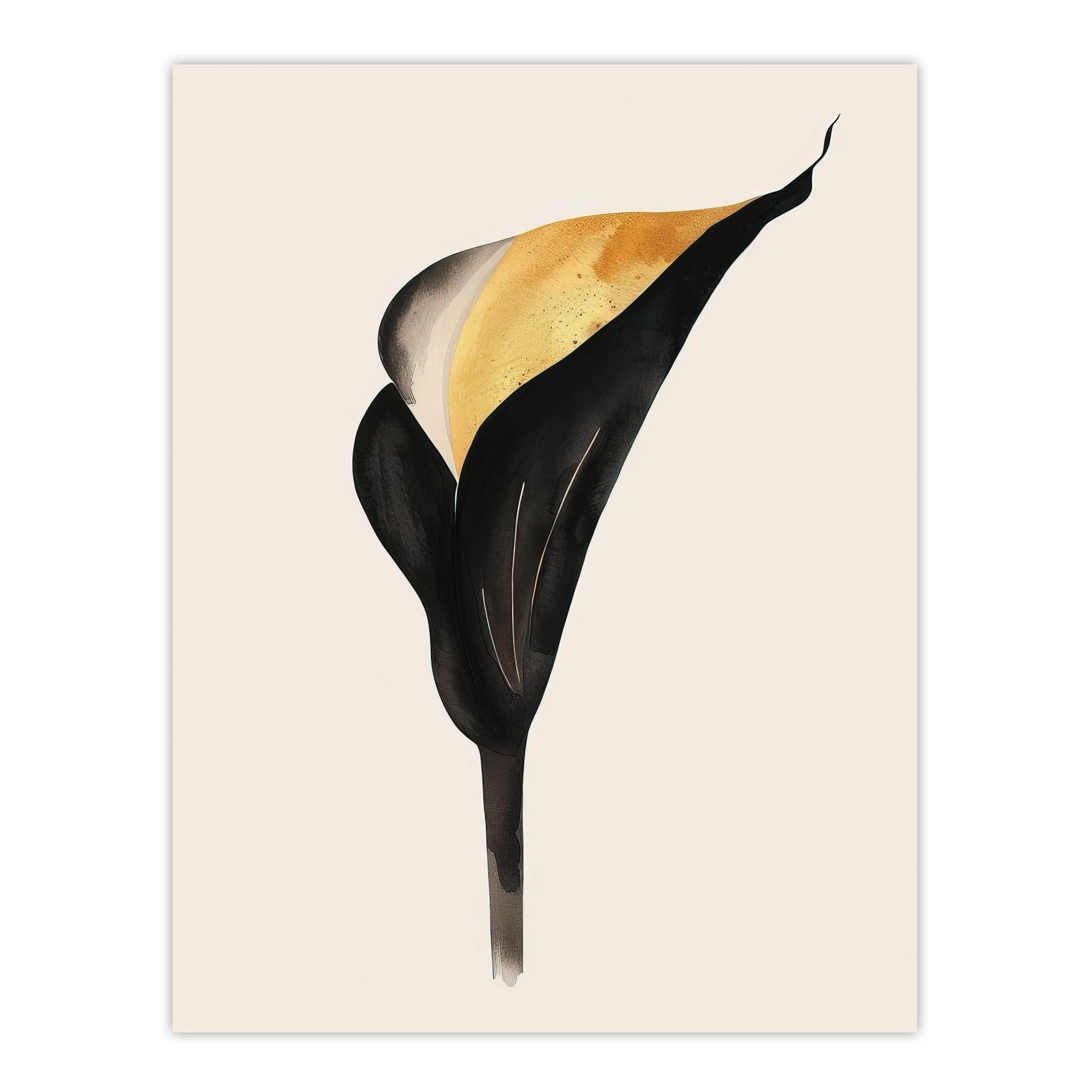 Artery8 Elegant Calla Lily Flower Bloom Black Gold Floral Bedroom Large Wall Art Poster Print Thick Paper 18X24 Inch