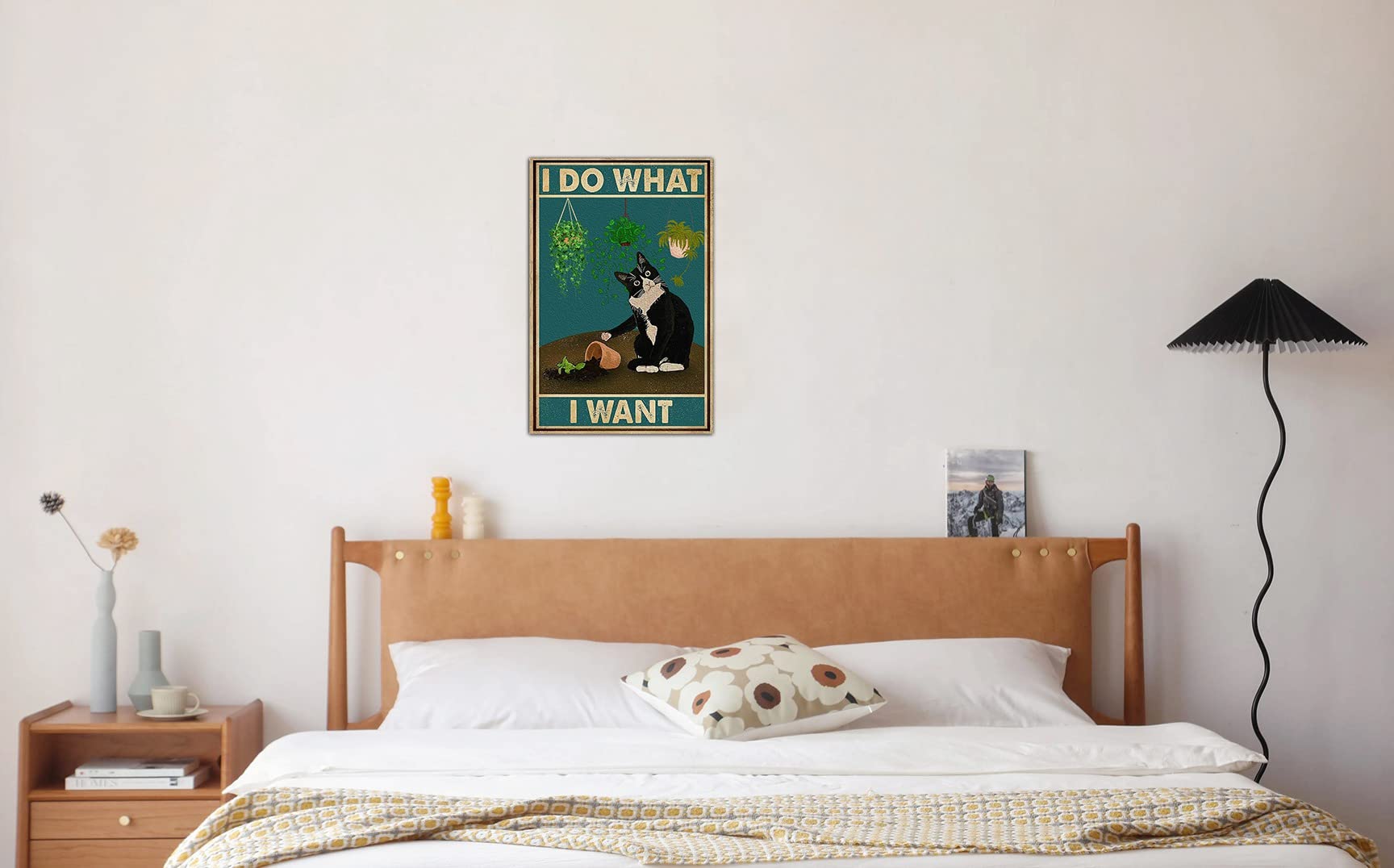 Targa Metallica Retrò 20x30cm Gatto Nero Con Scritta 'I Do What I Want' - Decorazione Parete Per Casa, Giardino, Bar