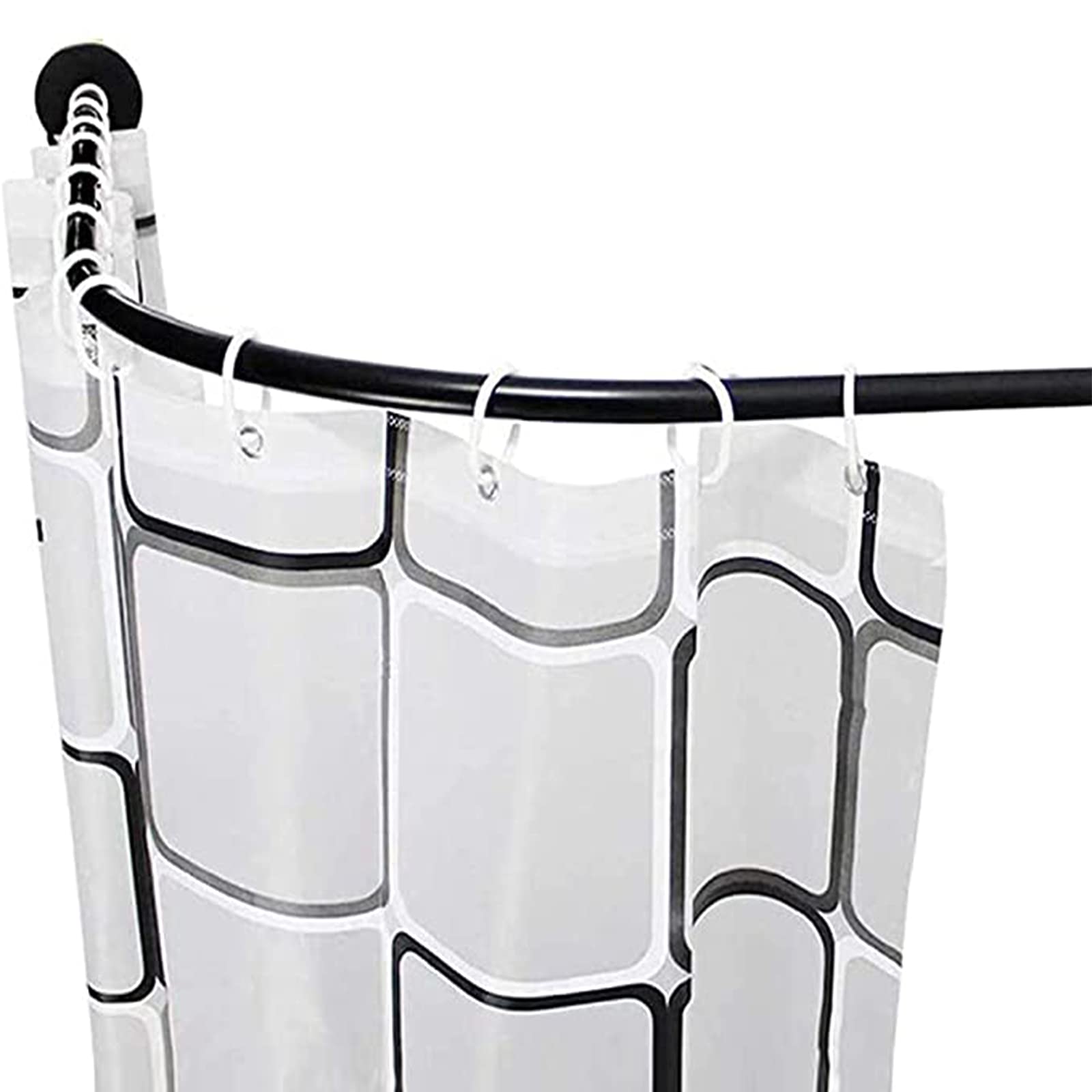 Tringle à rideau de douche incurvée en forme de L, extensible, sans perçage, en acier inoxydable, empêche l'affaissement des baignoires d'angle