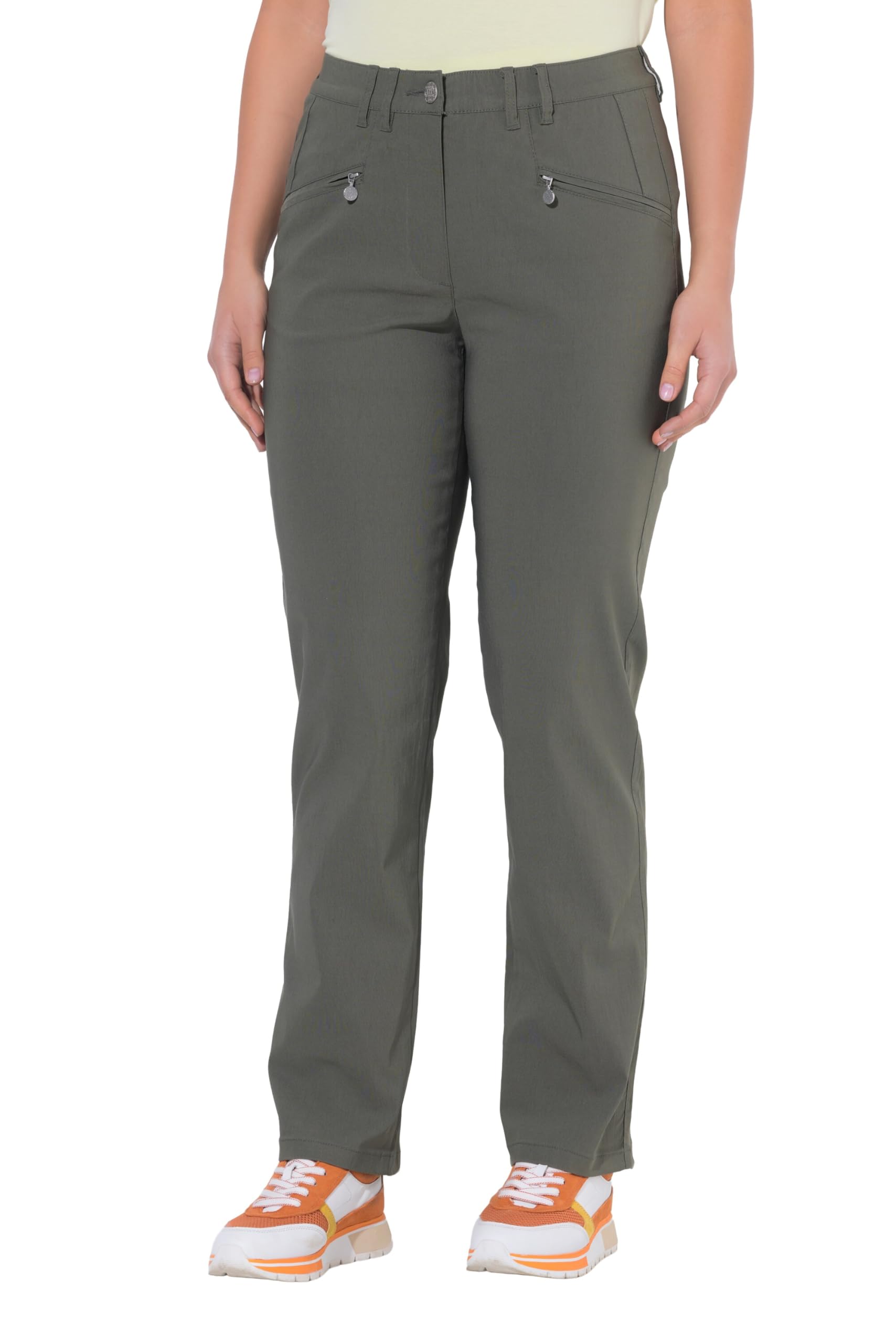 Ulla Popken Damen große Größen Übergrößen Plus Size Bengalinhose Mony, konisches Bein, Zipptaschen 847218