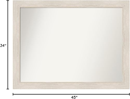 Miniatura 6 de Amanti Art Espejo de baño blanco para sobre el fregadero, 34 x 45 pulgadas, espejo de tocador rectangular de madera blanca lavado a medida, marco de