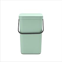 Brabantia Sort & Go Pattumiera 25L (Jade Green), Pattumiera cucina in plastica con maniglia, Secchio spazzatura salvaspazio con coperchio stay open rimovibile, Cestino umido facile da pulire