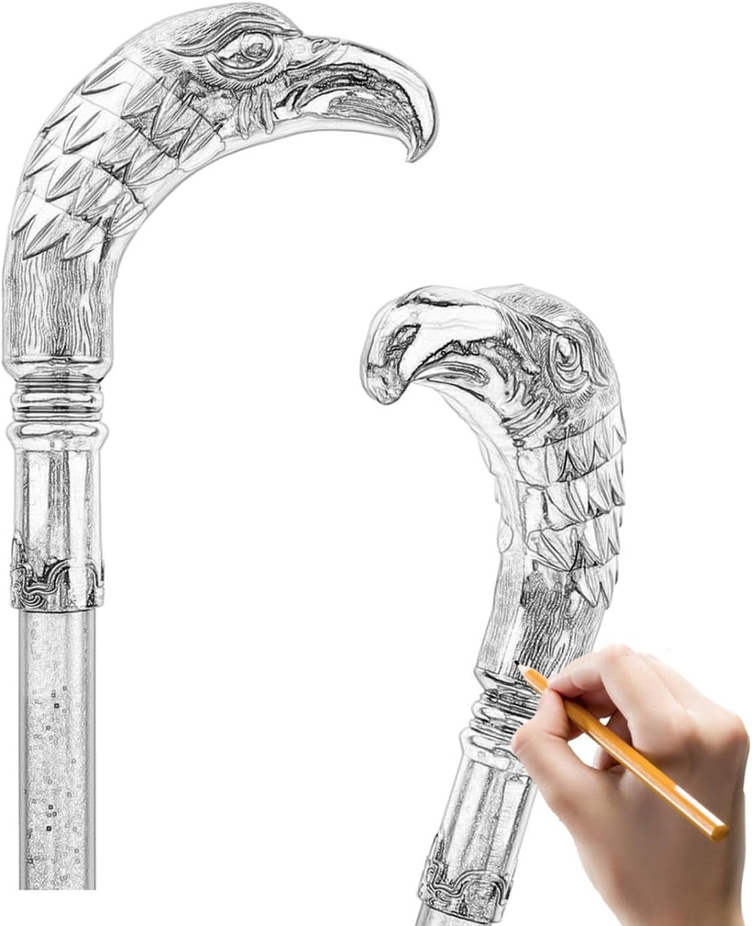 Golden Black Long Head Eagle Luxury Walking Stick, for Men and Women Decorative Cospaly Cane Knob Crosier 93cm