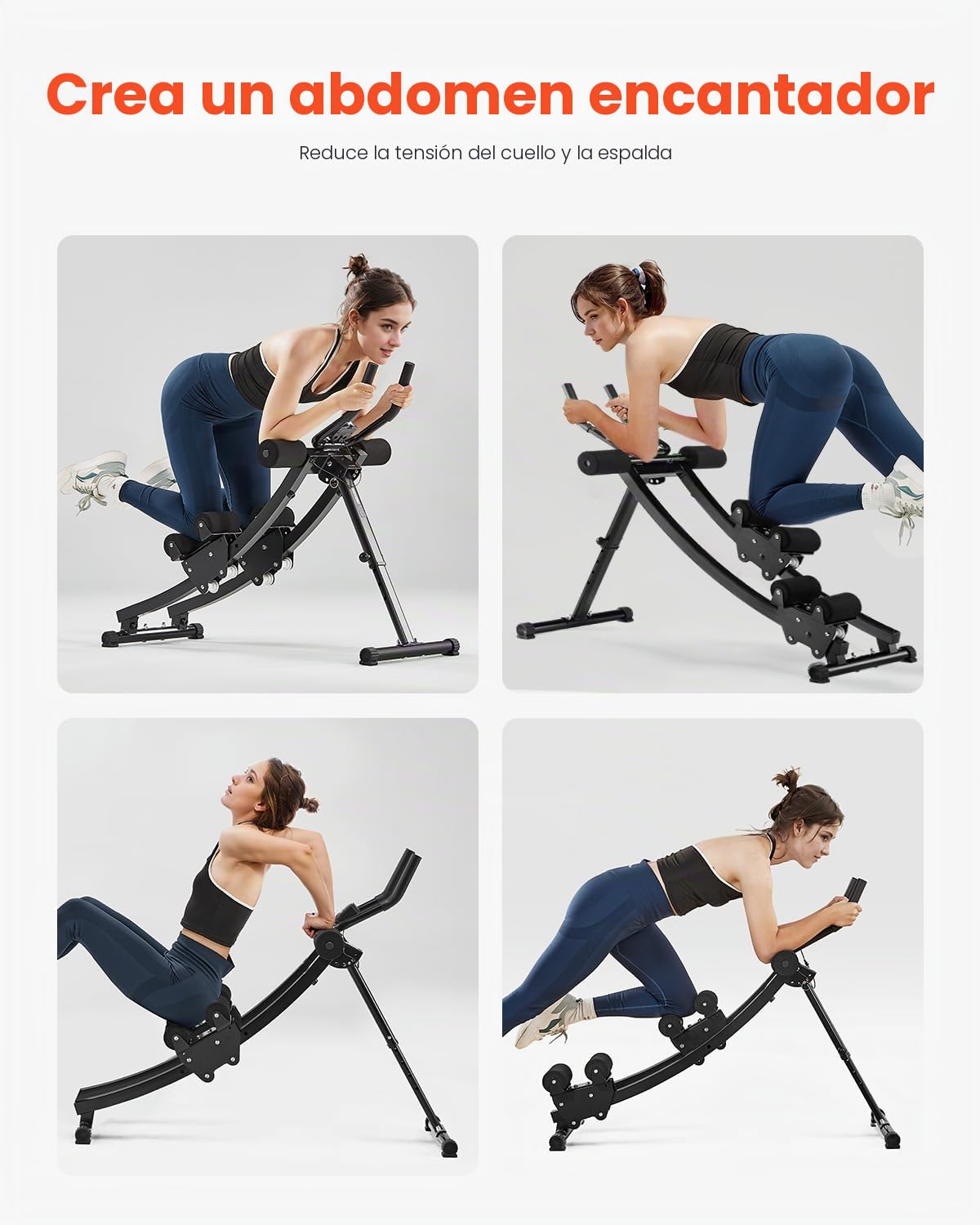 VEVOR Máquina de Ejercicios Abdominales Equipo de Entrenamiento Abdominal Doble Pista para Gimnasio en Casa Capacidad de Peso de 200 kg Máquina de Ejercicios Abdominales Plegable y Ajustable