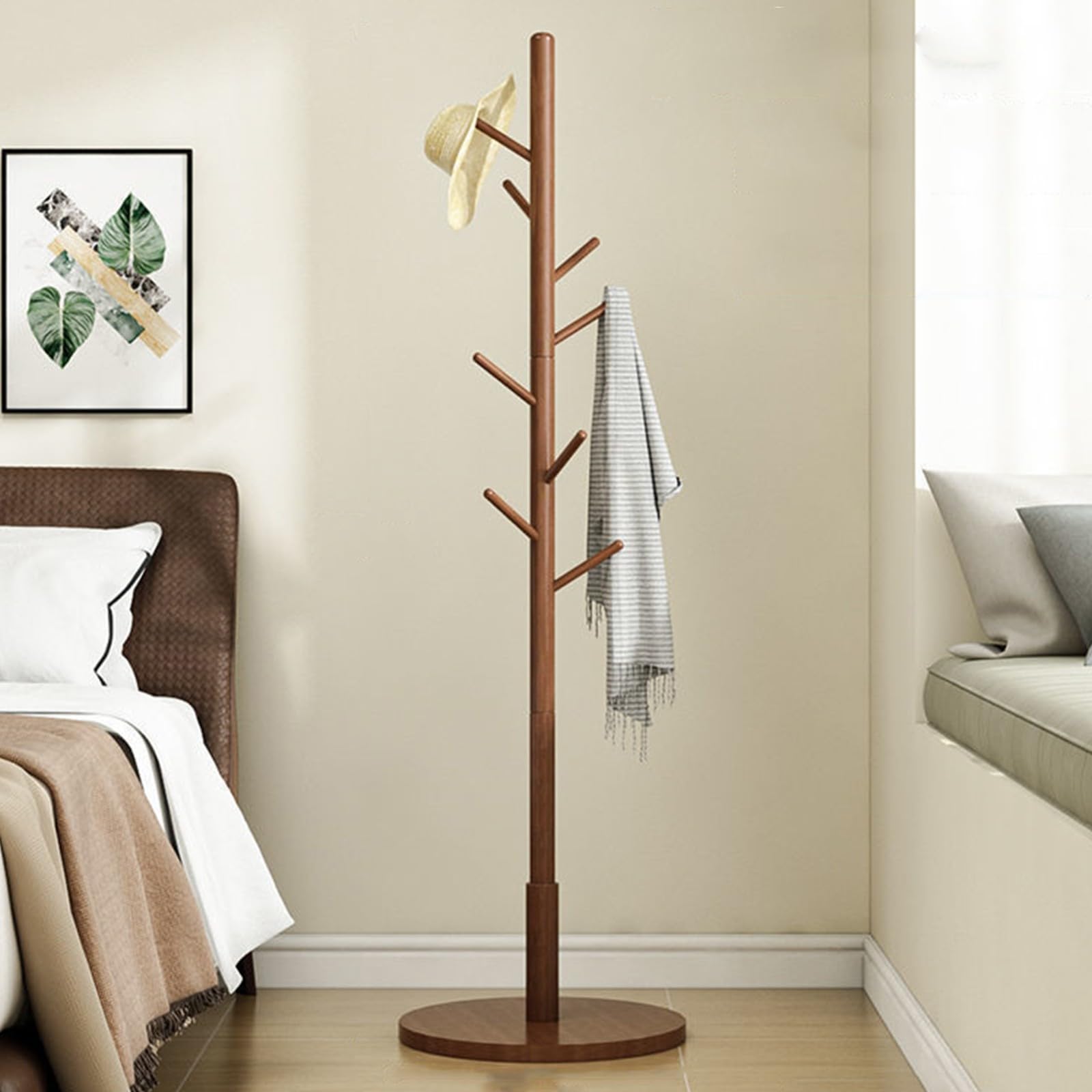 Perchero de Madera con 8 ganchos para entrada, pasillo, dormitorio, oficina, 37 x 172 cm