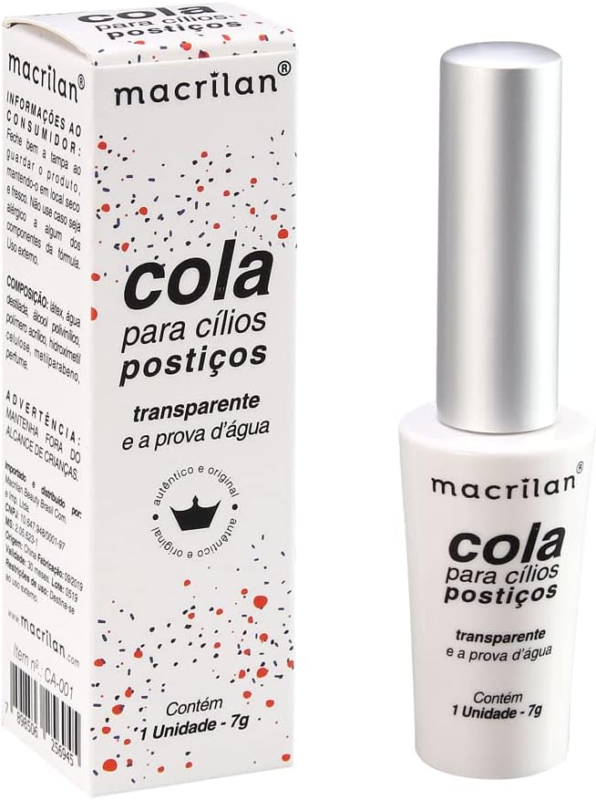 Cola transparente para cílios postiços CA-001 Macrilan — Melhor Fixação Segura e Transparente