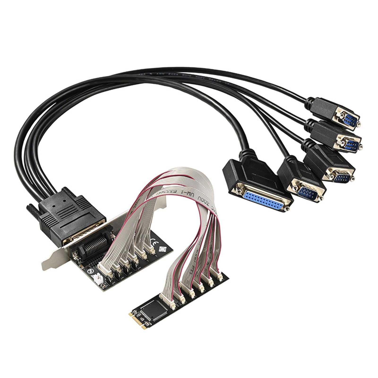 Ozeau (B+M Key) to 4port 232+Single Parallel Port Card for Desktop Expansion Card for Improve Connectivities