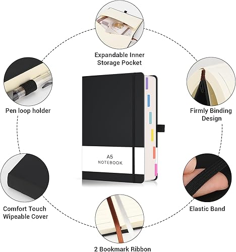 Miniatura 5 de EUSOAR Cuaderno rosa con rayas universitarias, 360 páginas grandes B5 de 7.3 x 10.2 pulgadas de grosor para mujeres, papel rayado universitario