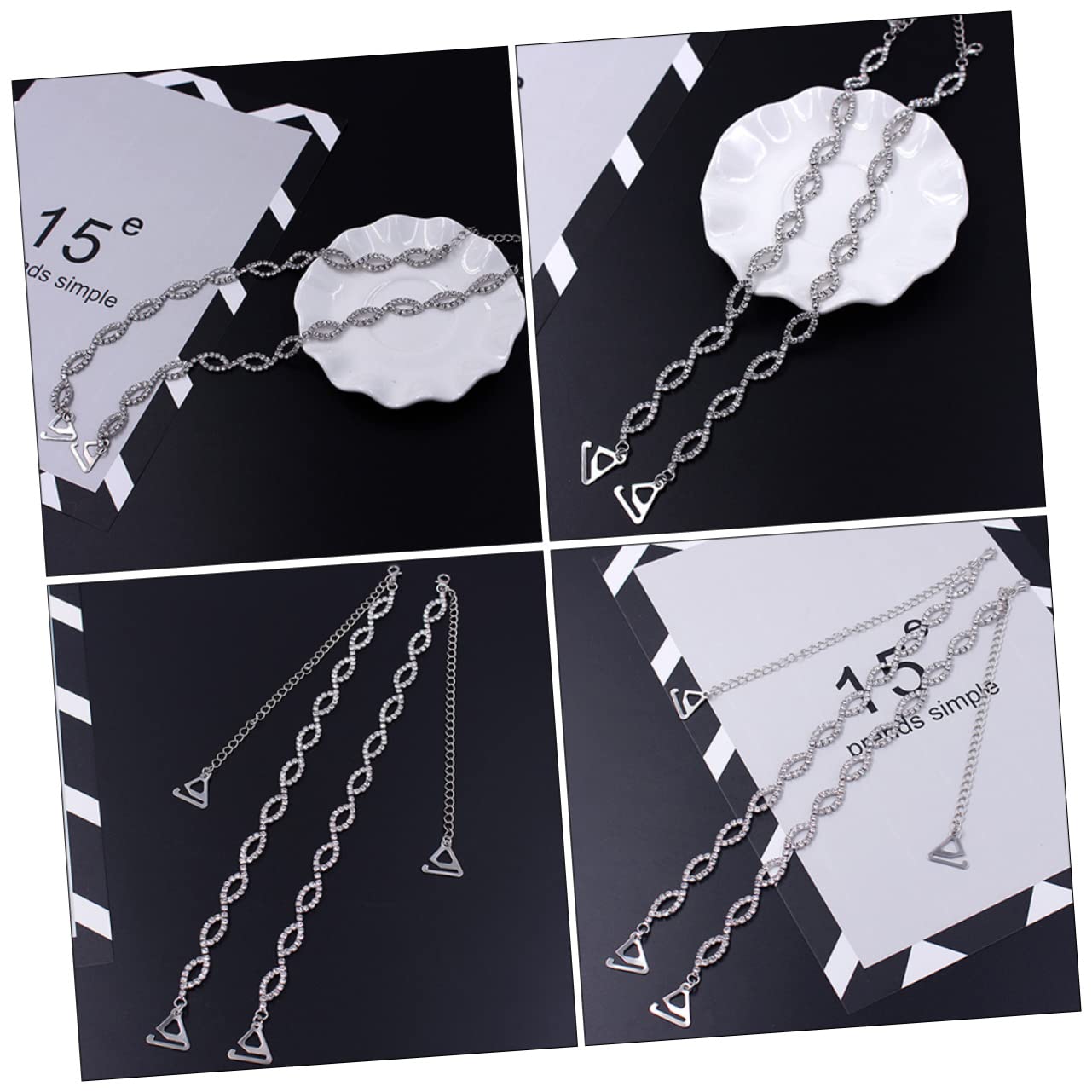 BESTYASH -Palabra Correa De Hombro De Diamantes De Imitación Correa De Sujetador De Diamantes De Imitación Correas De Sujetador Extraíbles Joyería Sujetador Invisible Cinturón
