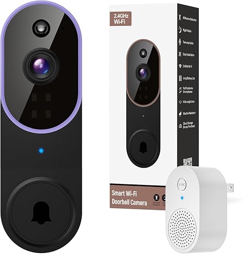 Orbitell Cámara inalámbrica con timbre de video Wi-Fi con audio bidireccional, detección de movimiento AI, visión nocturna y almacenamiento en la