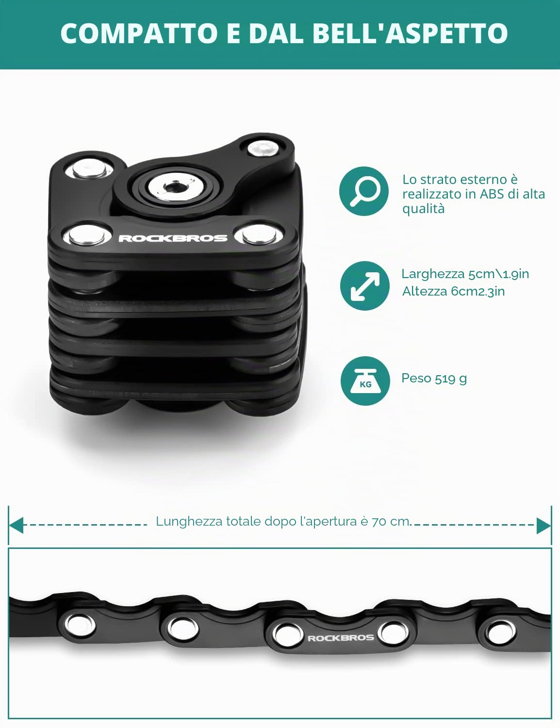 ROCKBROS Lucchetto Antifurto per Bici Lucchetto Pieghevole 2 Modelli Disponibili con Chiave e Serratura a Combinazione a Forma di Cubo con Supporto per Lucchetto