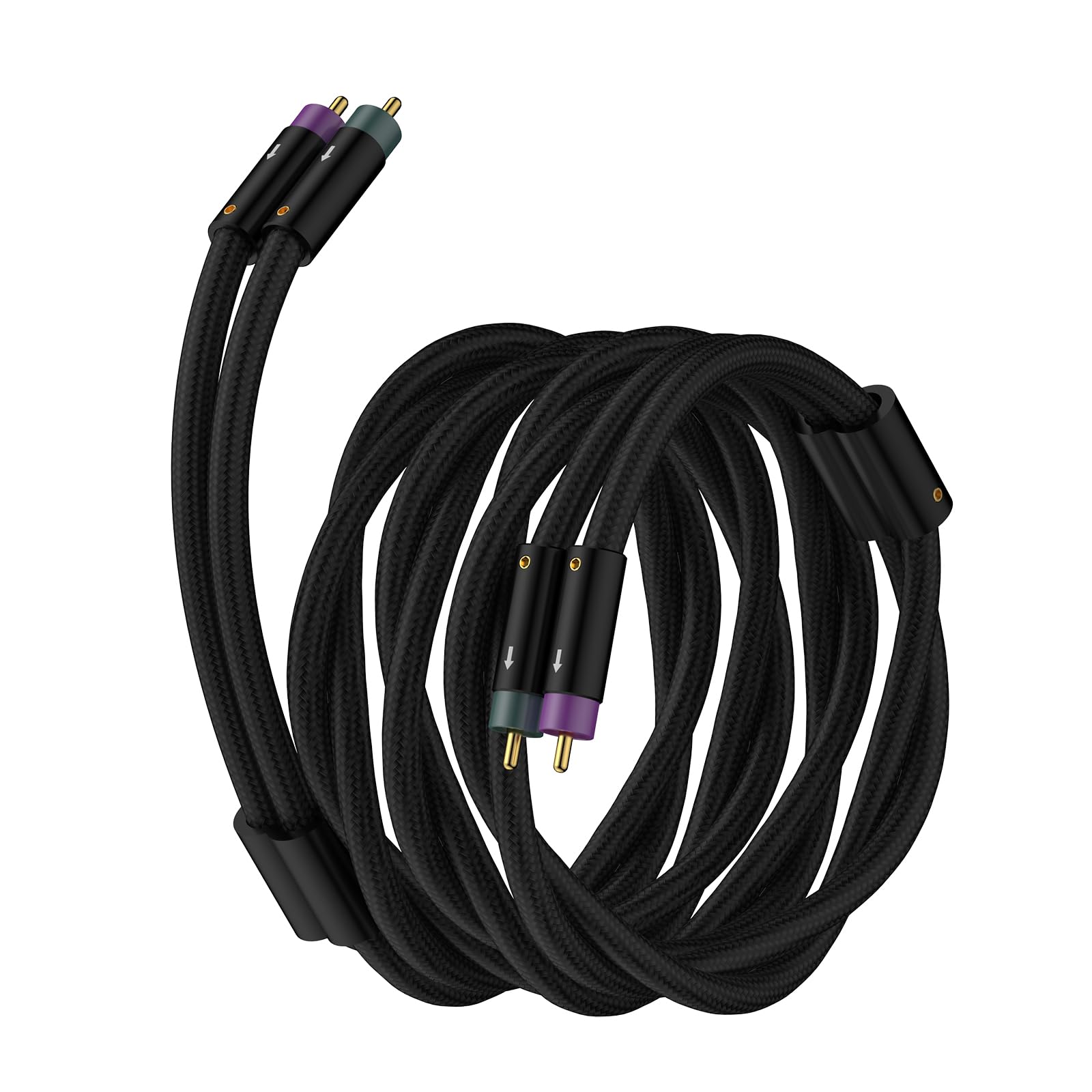 Tertullus RCA Audio Cables OFC Silver Plated Stereo Audio Interconnect Cable with Silver Plated Shielded Braid RCA Male to Male (3.28ft/1M, Black)