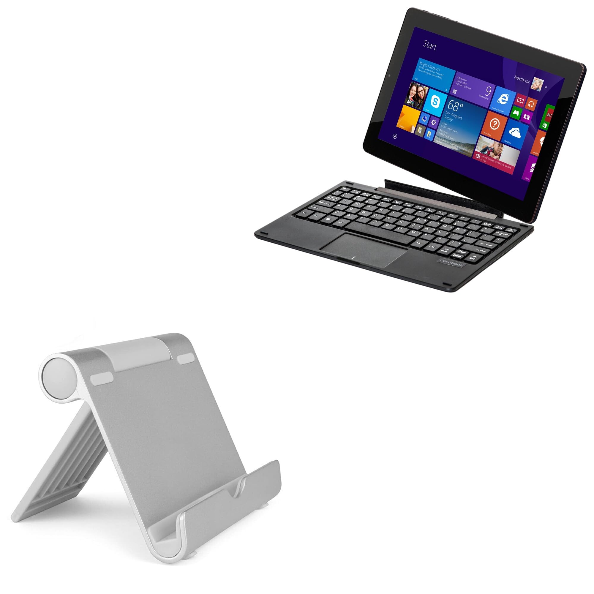 BoxWave Stand and Mount Compatible with E Fun Nextbook 10 - VersaView Aluminum Stand, Portable, Multi Angle Viewing Sturdy