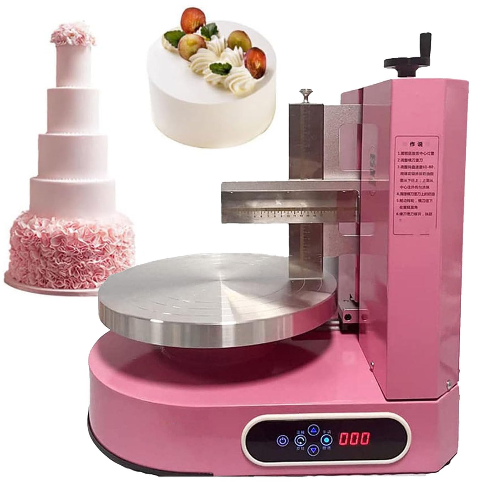GIZMITCake Automatic Rotating Turntable Cake Frosting Machine Baking Supplies, Birthday Cake Cream Smooth Coating Decoration Machine Cake Butter Cream Spreading Machine,Pink