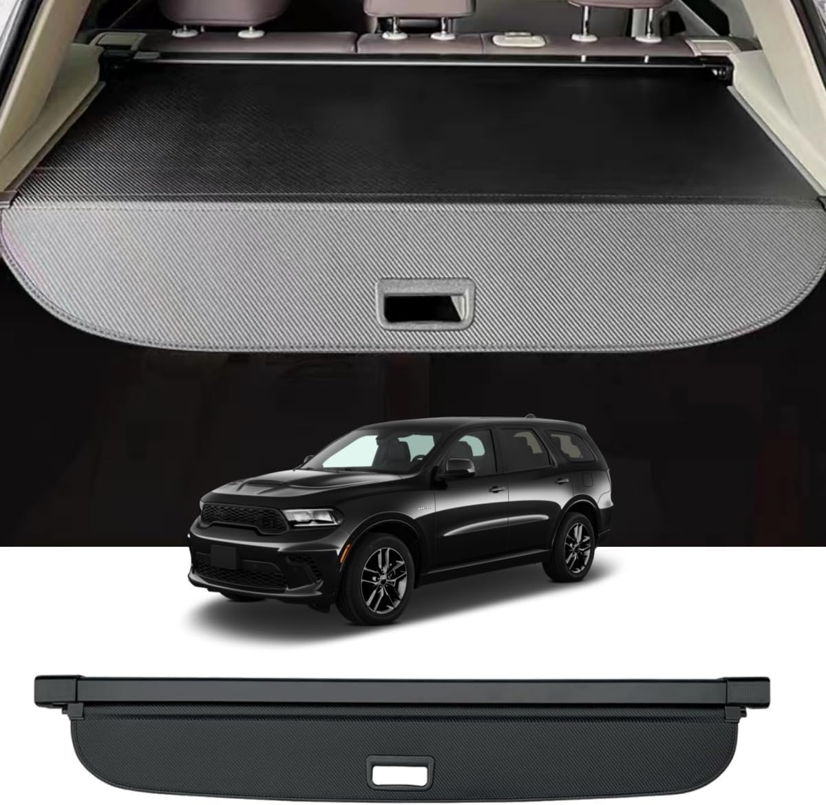 Auto Laderaumabdeckung,für Dodge Durango 2011-2024 Kofferraum Abdeckung Rollo Einziehbar Kofferraumabdeckung Hutablage Zum Schutz Der PrivatsphäRe Cargo Cover
