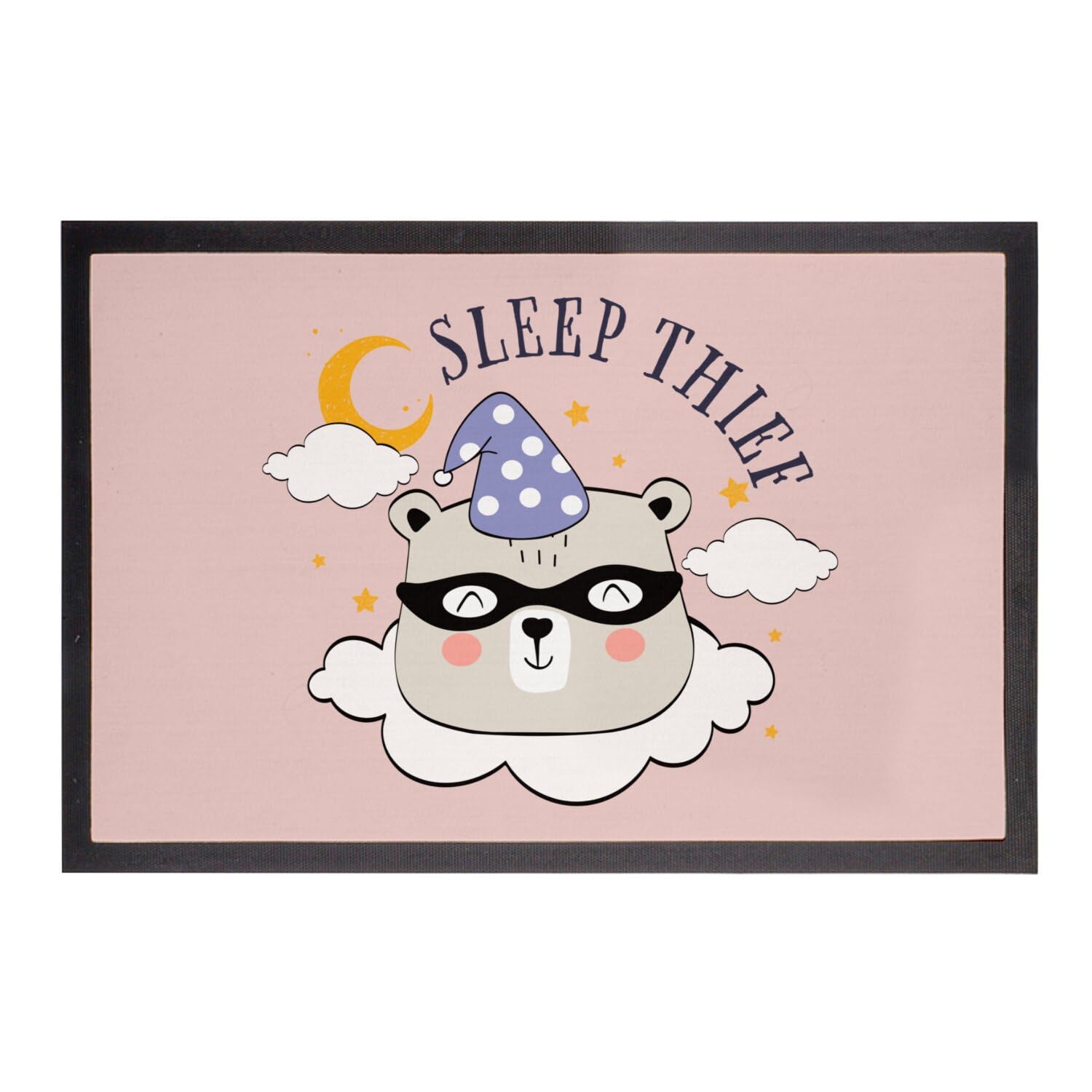 Paillasson rose 60x40cm ours Sleep Thief dessin animaux tapis