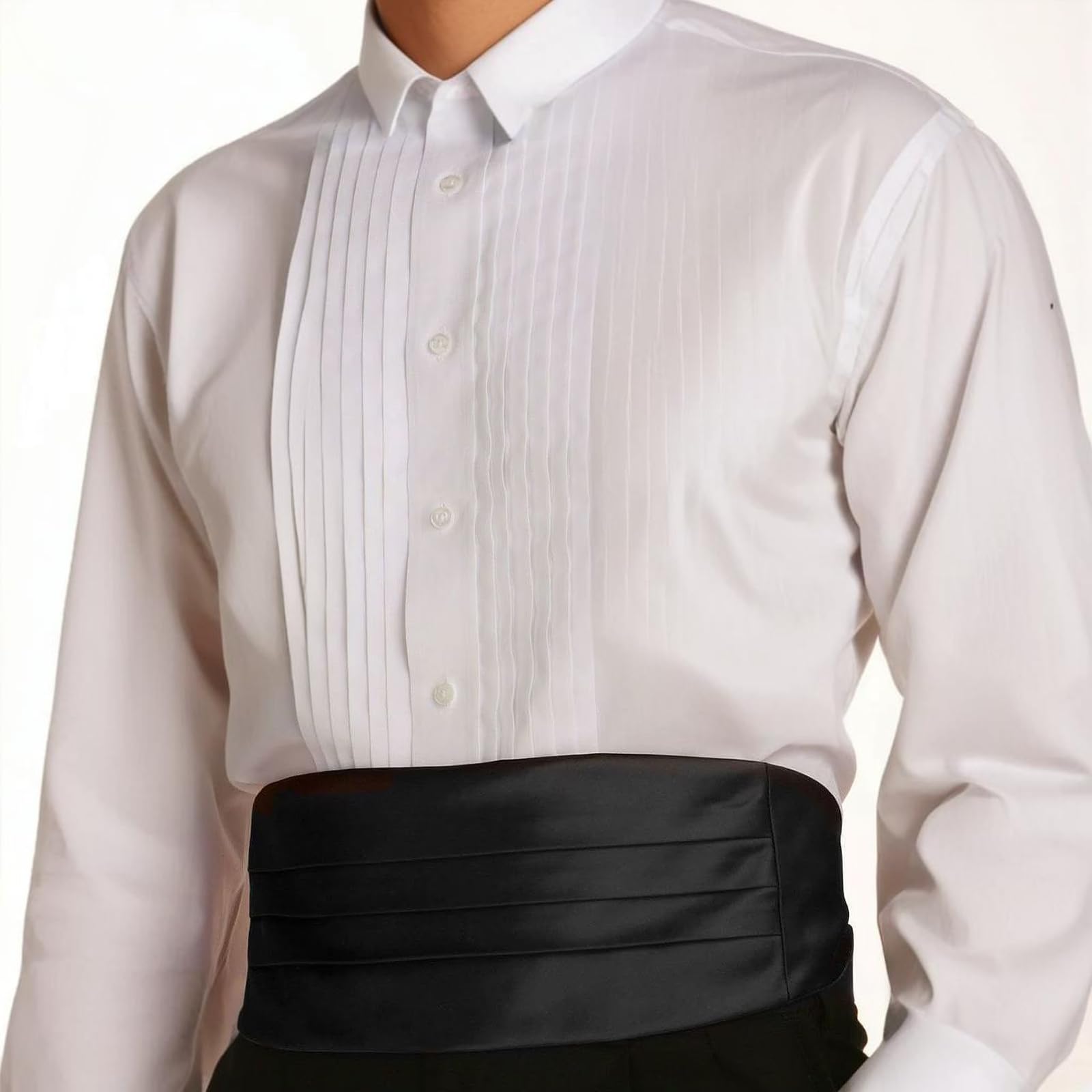 Kummerbund Schwarz Satin Kummerbund Herren für Satin Hemd Herren Formelle Veranstaltungen Breit Halloween Verstellbar Kummerbunde mit Gummiband für Hochzeit Abschlussbälle