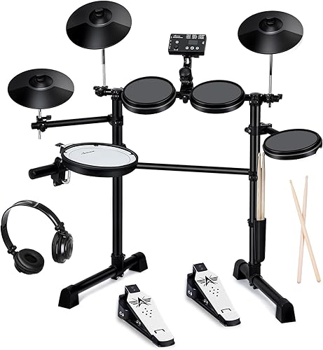 Miniatura 1 de Asmuse Juego de batería electrónica, kit de batería electrónica para principiantes con 180 sonidos, 209 sonidos precargados, 50 canciones de