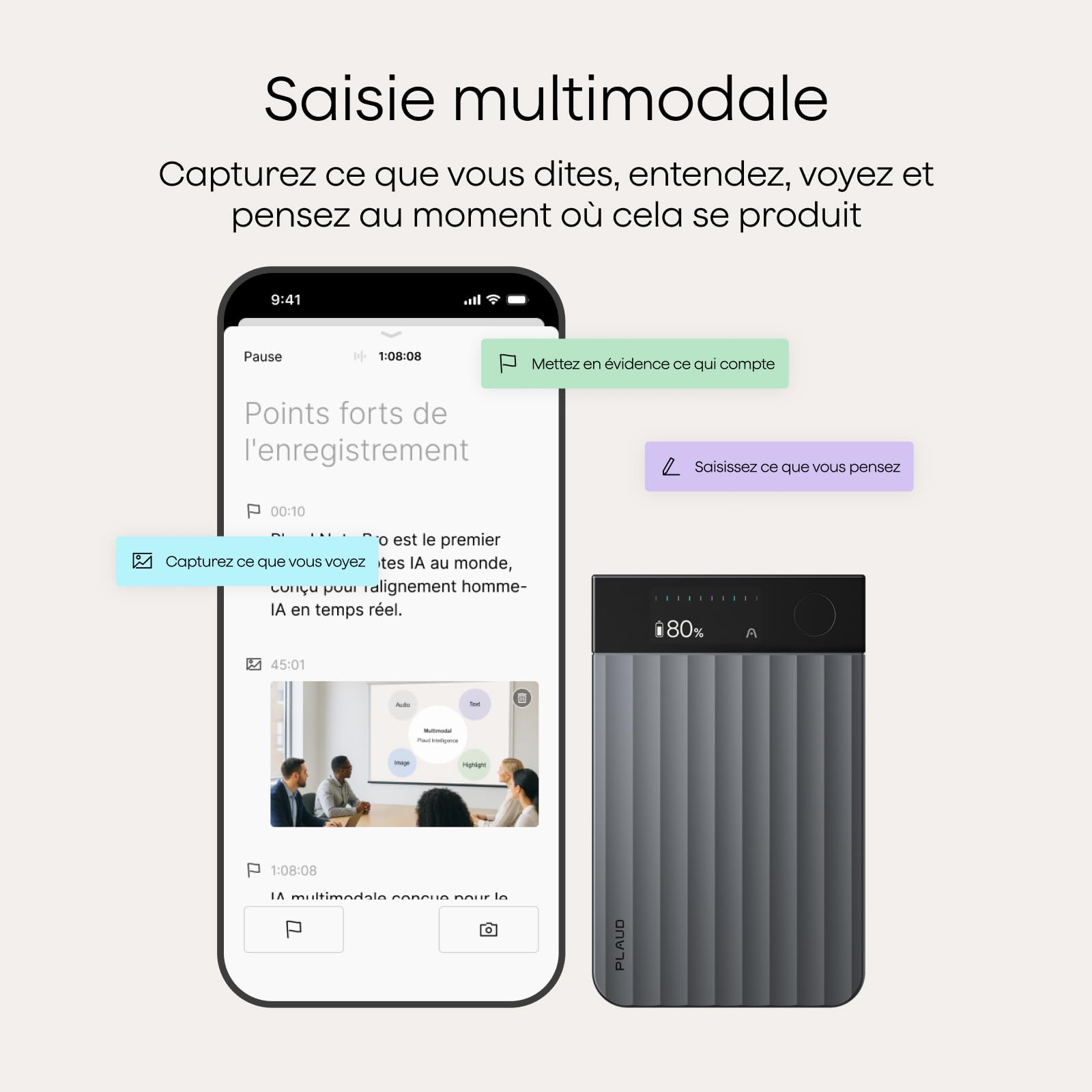 Pack Plaud Note Pro Double(Noir + Argent)Enregistreur Vocal IA Dictaphone Numérique avec Transcription et Résumé IA Saisie multimodale Jusqu’à 50 Heures d’Enregistrement Conçu pour Conférences Réunio