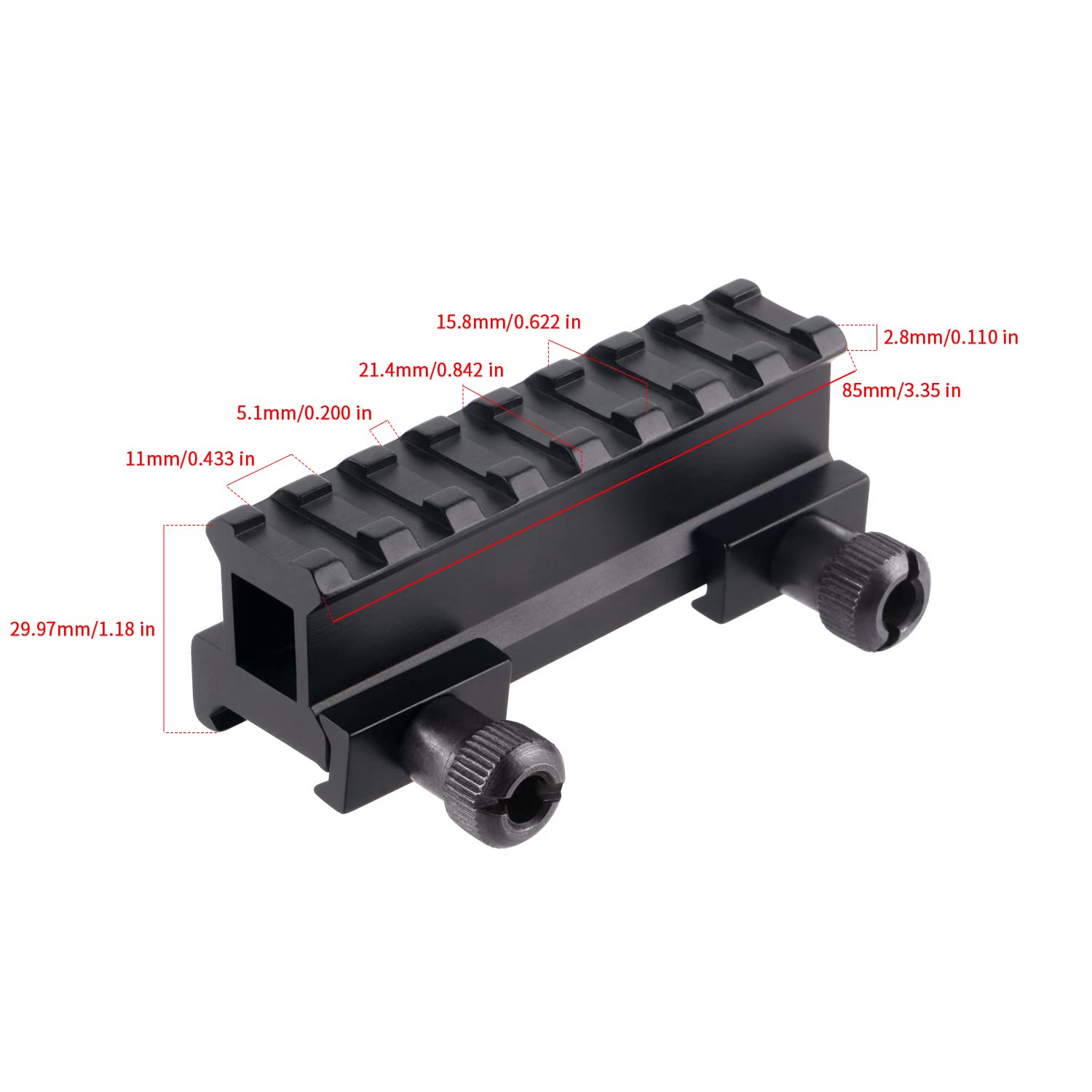 Montaje en riel Picatinny Riser Base Mount D0015 Aleación de Aluminio Soporte de Adaptador de 21 mm para Picatinny/Weaver Rail Riser Mount