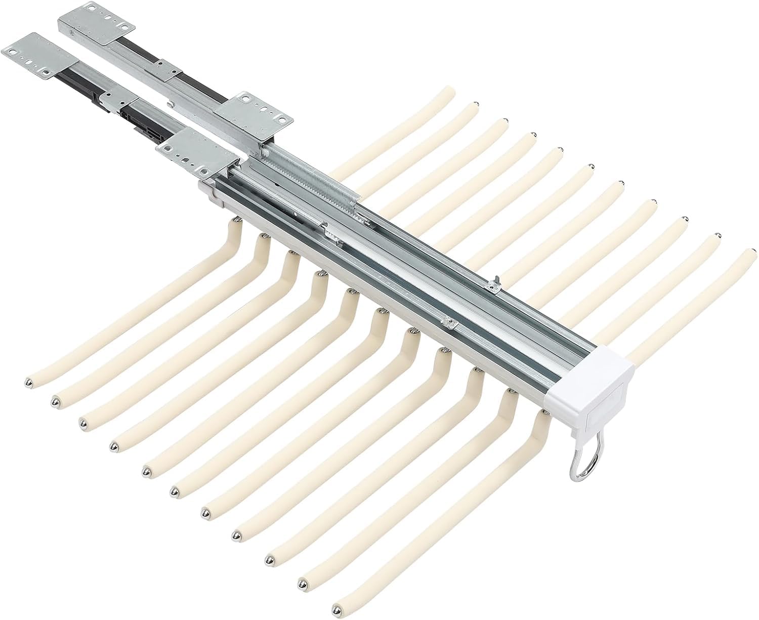 Appendiabiti estraibile, organizer multifunzione per armadio con 22 bracci, telaio in acciaio, binario scorrevole, carico massimo 15 kg, design salvaspazio, 58 x 45 x 10 cm