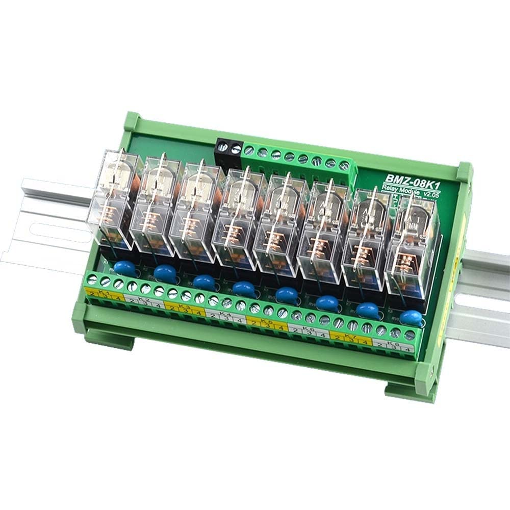 Módulo de relé, CC 24 V, módulo de relé extraíble aislado de 8 canales, módulo de relé optoacoplador, placa amplificadora de señal PLC, riel DIN de 35 mm