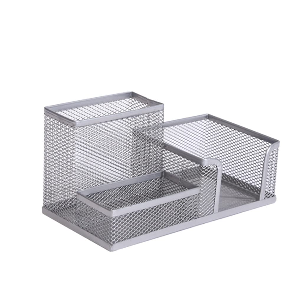 Caja de Malla metálica, portalápices, Estuche para Escritorio, papelería, Organizador de Almacenamiento, Oficina en casa, Ahorro de Espacio útil, portalápices (Gris 20,5 * 10,5 * 10,5 cm)