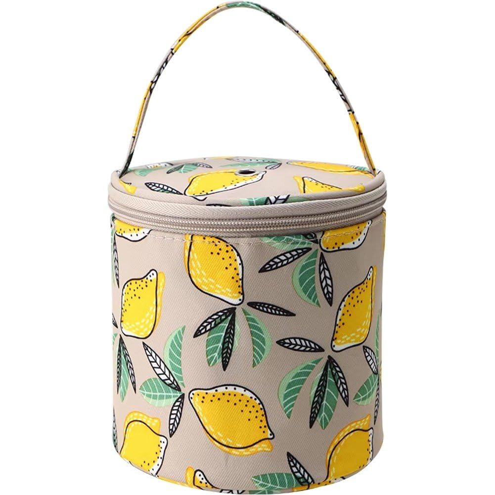 Baokuan Yellow Empty Small Yarn Storage Organizer Bag, Portable Yarn Storage Bag, Round Knitting Bag, Zipper Crochet Bags Knitting Organizers Handbag For Yarns Sewing Tools