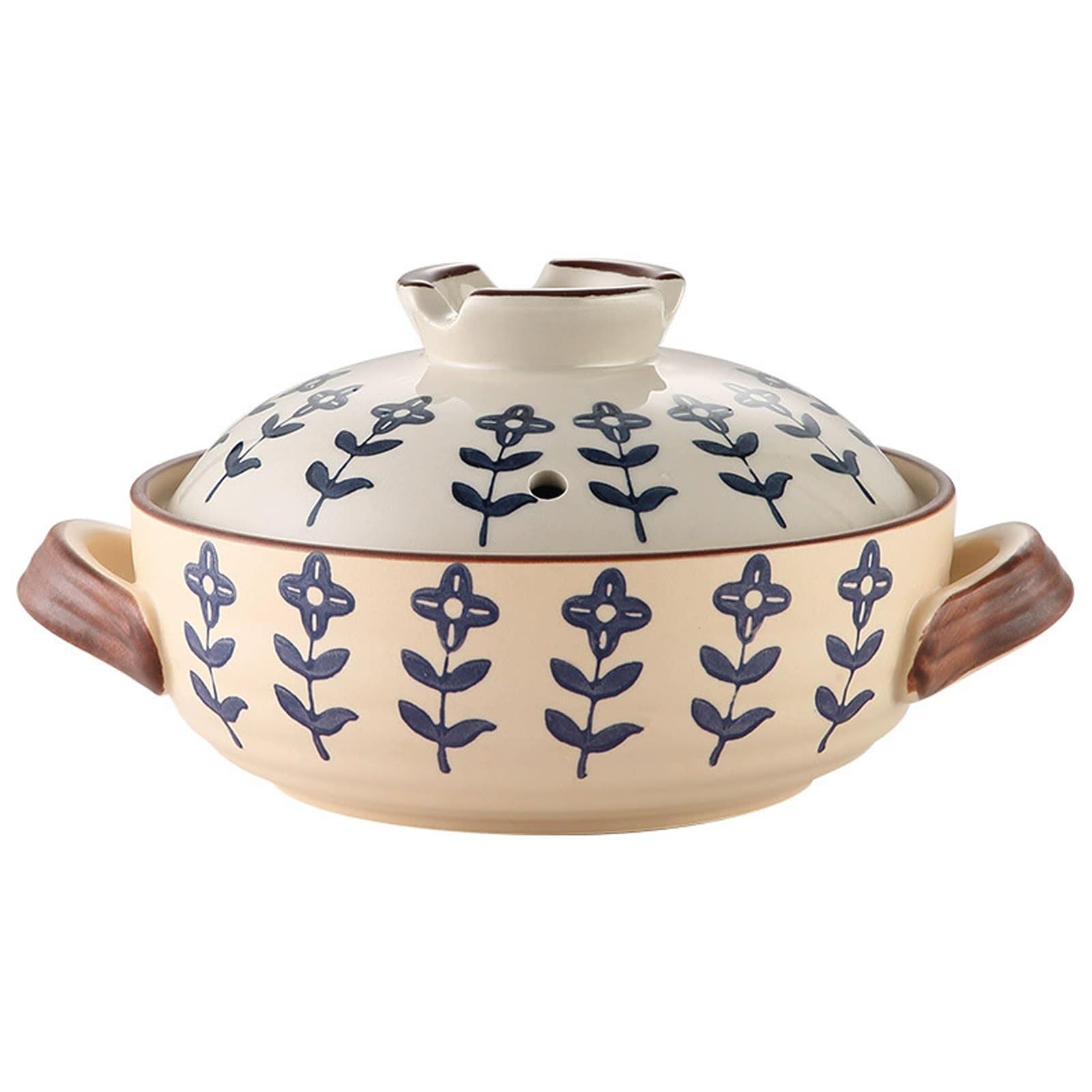 Keramikauflauf, Handgefertigter Keramiktopf für Reisgerichte, Langsames Garen, Suppen, Keramik Kochtopf mit Deckel für Eintopf, Hotpot, Familienküche Zuhause (A 1.5L)