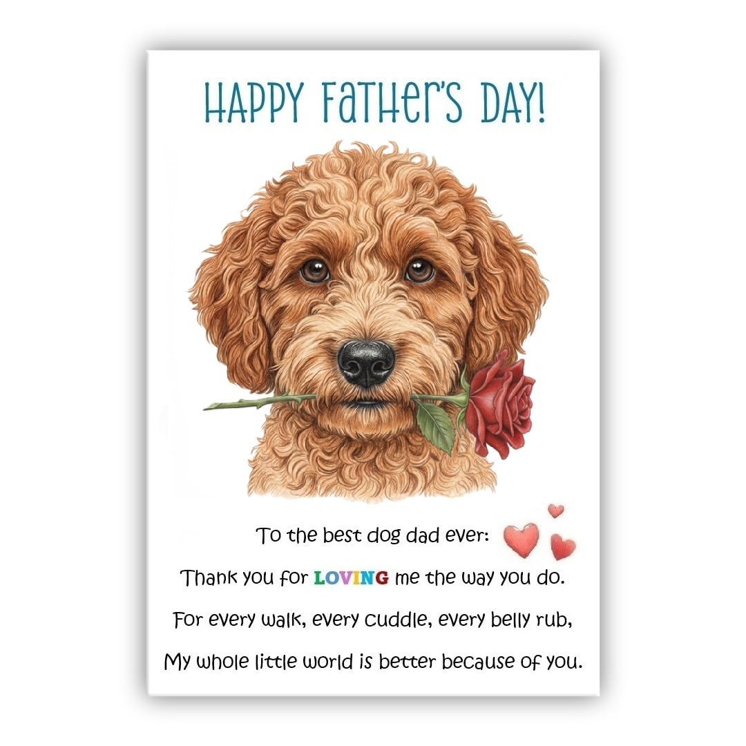 Father’s Day Card From the Dog - Multiple Breeds Available - Cute Fathers Day Pet Card - To The Best Dog Dad Ever (• Schnoodle Apricot)