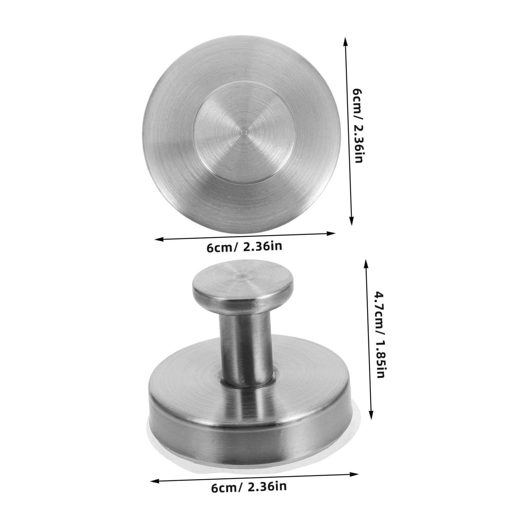 SEWACC 2Pcs Heavy Duty Stainless Steel Suction Cup Hooks No Drill Wall Mounted for Bathroom Kitchen and Dorm for Hanging Towels Clothes and Hats Smooth Surfaces Silver