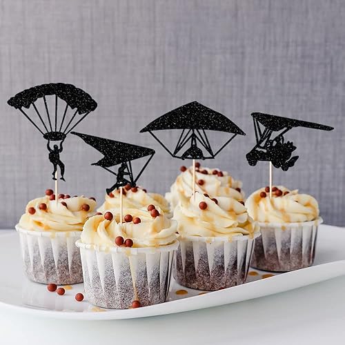 Miniatura 5 de Juego de 16 piezas para decoración de tartas de papel Skydiving para fiestas temáticas deportivas