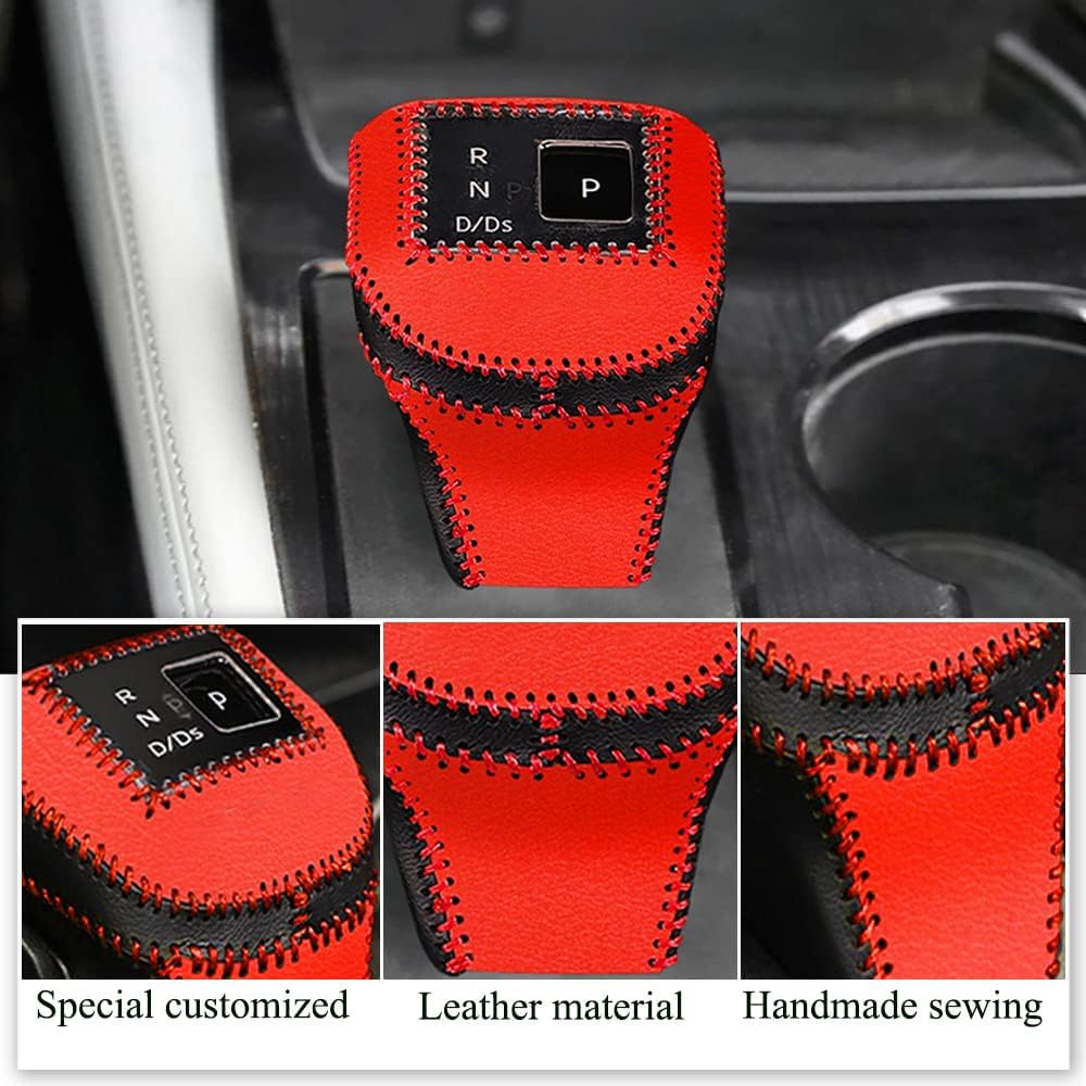 XITER with Rogue Logo Automatic Gear Shift Knob Cover Leather Boots Shift Lever Protector Trim for Nissan Rogue 2021 2022 2023 2024 2025 2026 Interior Accessories(Red+Black)