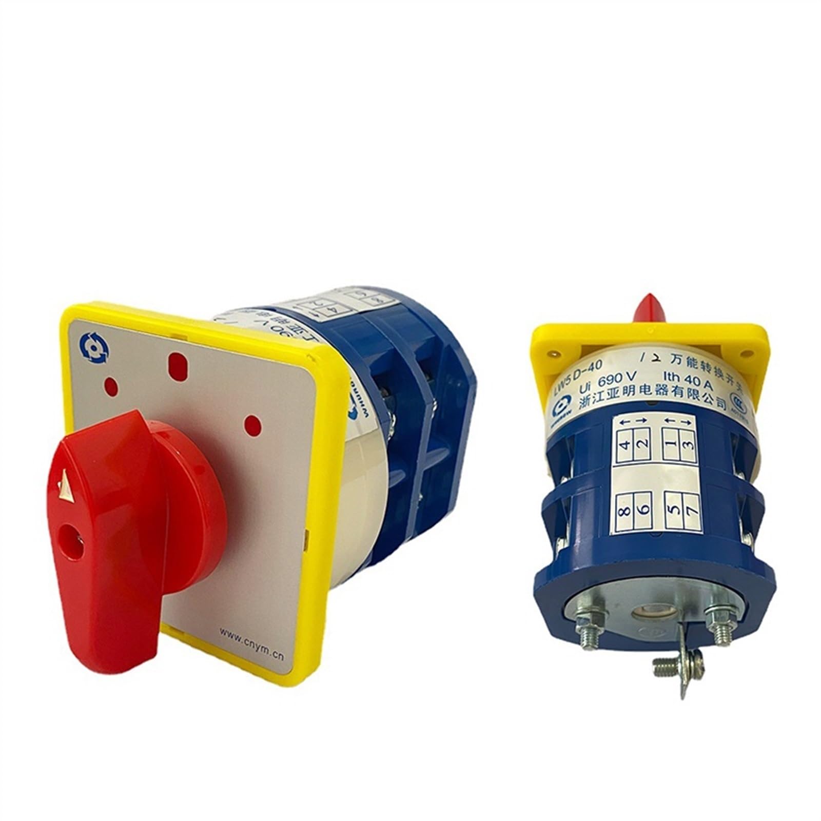 LW5 Electric 3 Position Manual Changeover Cam Switch 40A 690V 2 Poles Rotary Knob Commutateur Rotatif LW5D-40/2