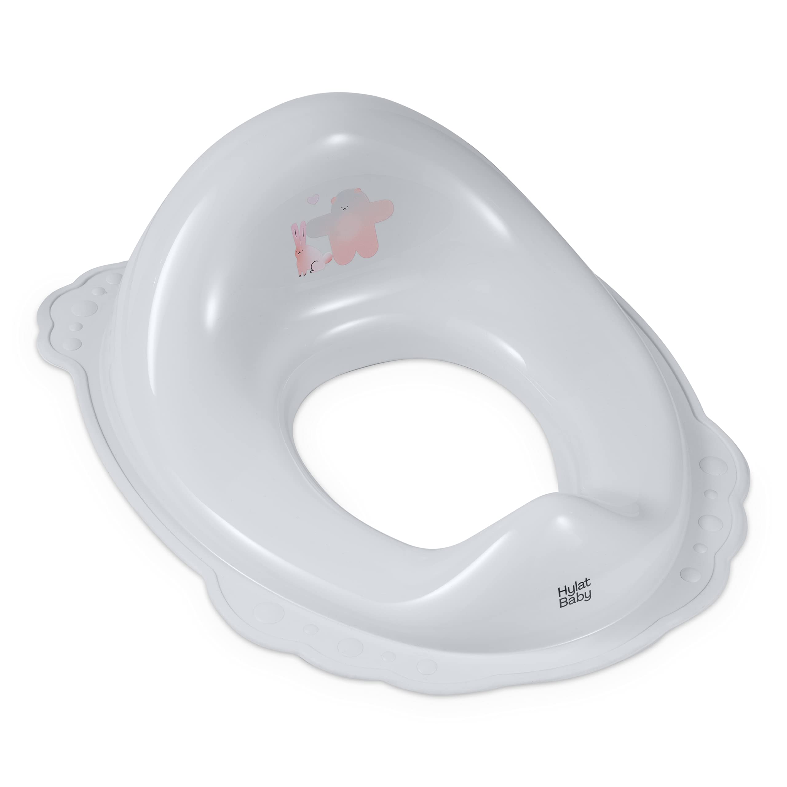 Hylat Baby Children's Toilet Seat Helpful for Toilet Training, for Girls and Boys, Solid Material, Non-Slip Rubber, Colour: Grey, Motif: Friends, Brand: Hylat Baby