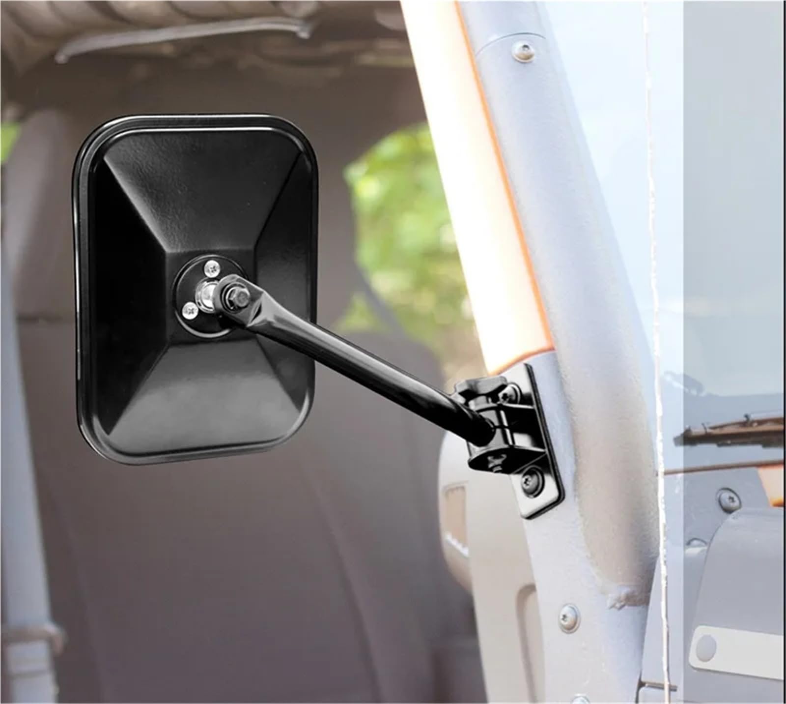 Compatible con espejo retrovisor lateral for puerta de Jeep Wrangler TJ JK JKU 1997-2018, accesorios de espejos rectangulares redondos(Dark Grey)
