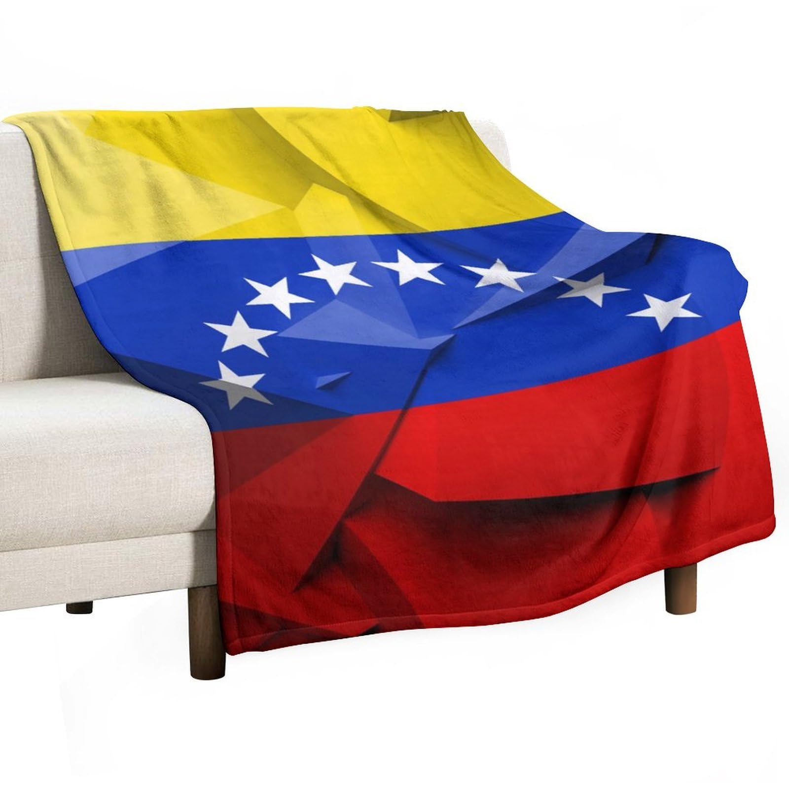 Hxwokrum Flannel Blanket, Venezuelan Flag Throw Blanket for Couch Sofa Bed Office, Soft And Comfortable Without Pilling