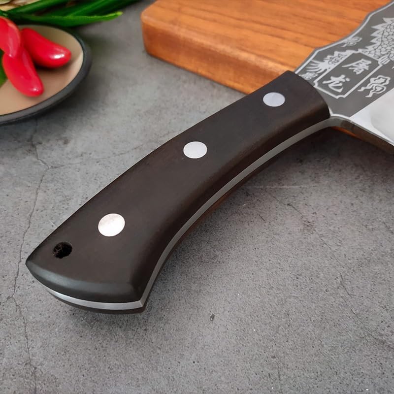 Meat Cleaver,Cleaver Knife 8.26 Inch High-Carbon Steel Butcher Knife Kitchen Chopper Chef Slicing Outdoors Camping Knife Handmade Forged Cutter Meat Cleaver (Color : Knife)