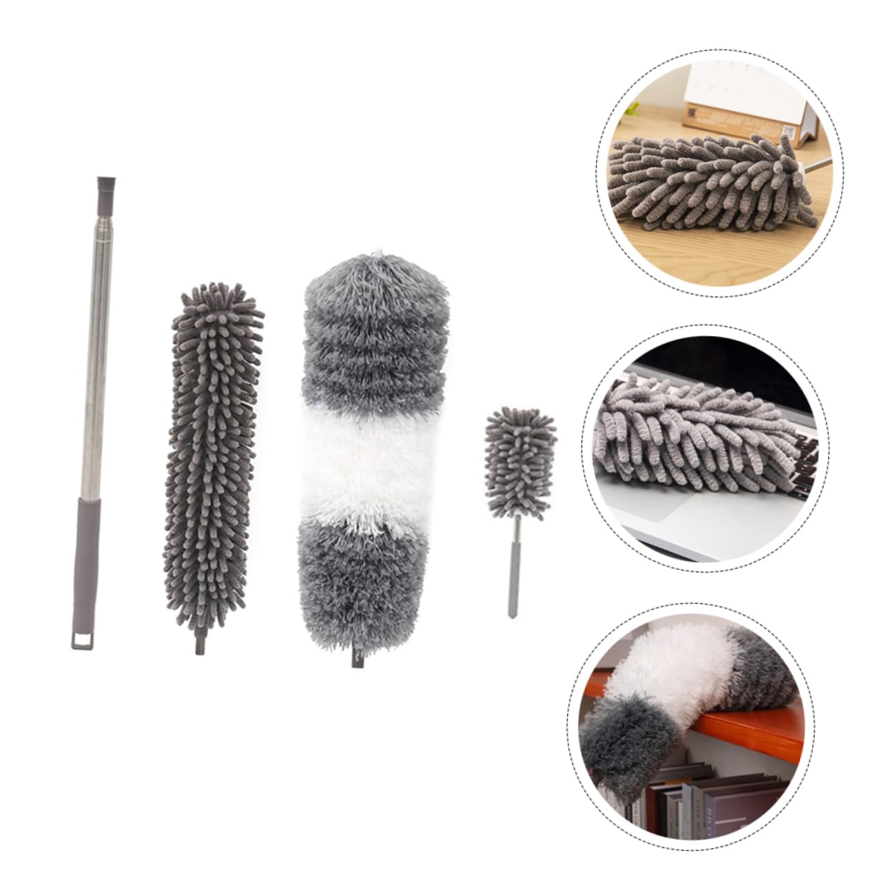 GOOHOCHY Microfiber Duster Brush Retractable Dust Cleaner Telescopic Handheld Duster for Ceiling Car