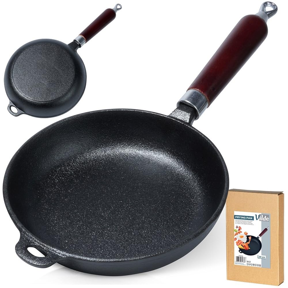 Vilde Set Padella In Ghisa 22 Cm Con Manico Rimovibile E Tagliere In Legno – Ideale Per Servire In Tavola, Forno E Induzione - 4