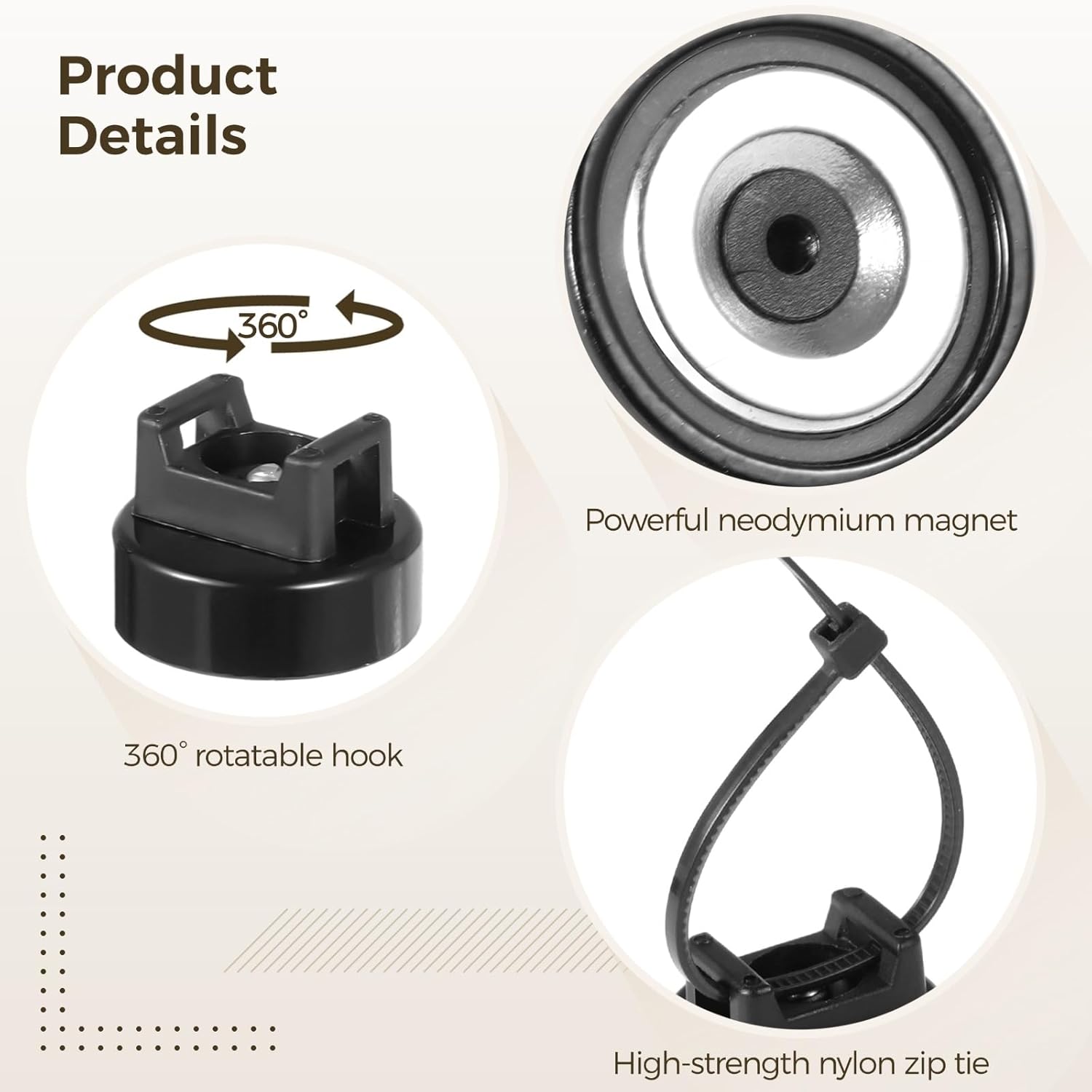 Magnetic Cable Zip Tie Mounts, 25 Pcs Magnets with 100 Pcs Cable Zip Ties, Multipurpose Magnetic Cables Holder for Cables Management, Wire Management Bases