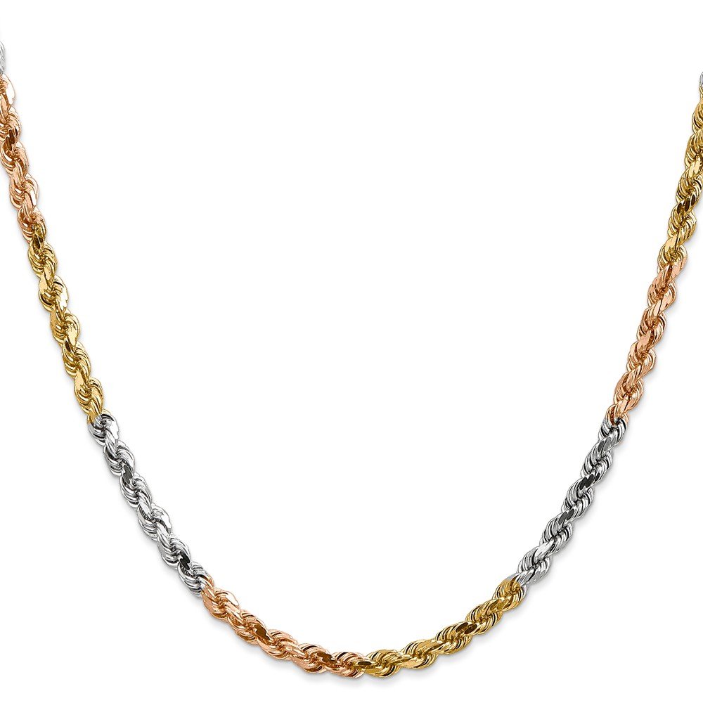 Amazon.com: Shirin Diamond Center 14k Tri-Color 4mm D/C Rope