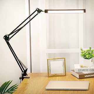 LED Desk Lamp , Adjustable Swing Arm Desk Light With Clamp, Usb Powered Dimmable Eye-Caring Reading Table Light, 3 Modes, 10 Brightness Levels, Memory Function For Home, Office, Study (No Adapter)