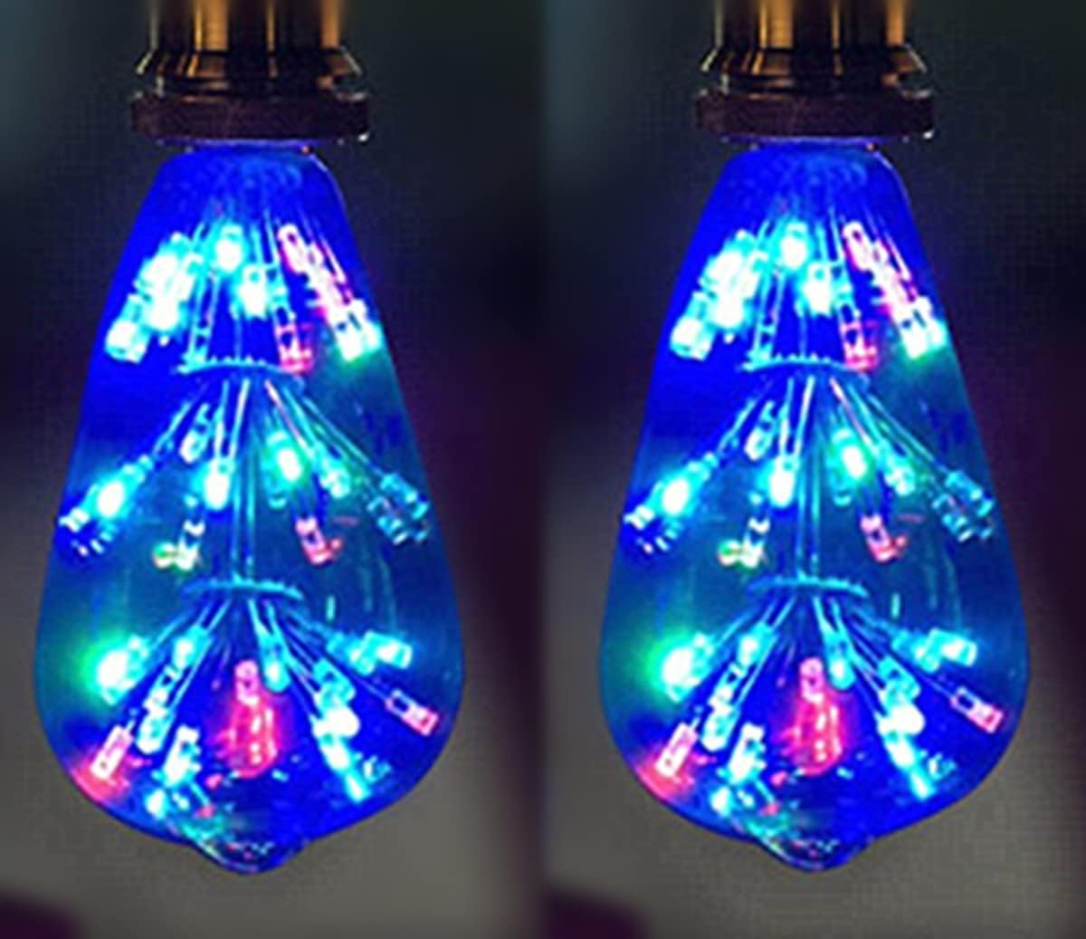 Juego de 2 bombillas LED edison, bombillas retro fuegos artificiales e27 220V 3W bombillas decorativas para fiestas en Navidad en casa (C multicolor)