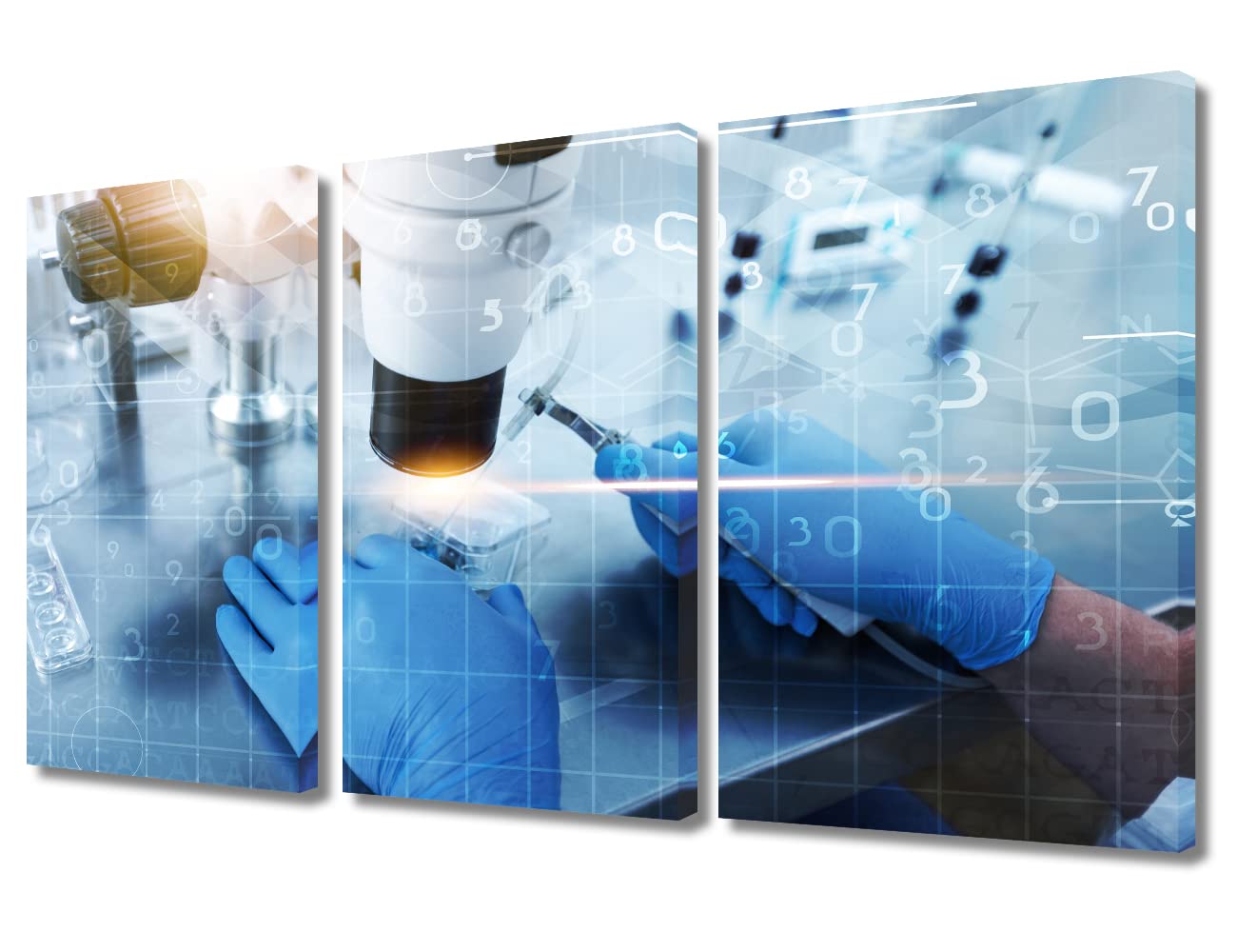 TUMOVO Clinical Laboratory Wall Decor 3 Panels Medical Examination Pictures Wall Decor for Bedroom Young Scientist Wall Art Posters and Prints Framed Ready to Hang (36" Wx24 H)