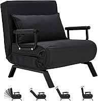 Vista 35 de Sillón convertible para cama, sillón tapizado de tres pliegues con almohada, sofá plegable de ocio con respaldo ajustable de 6 ángulos, cama