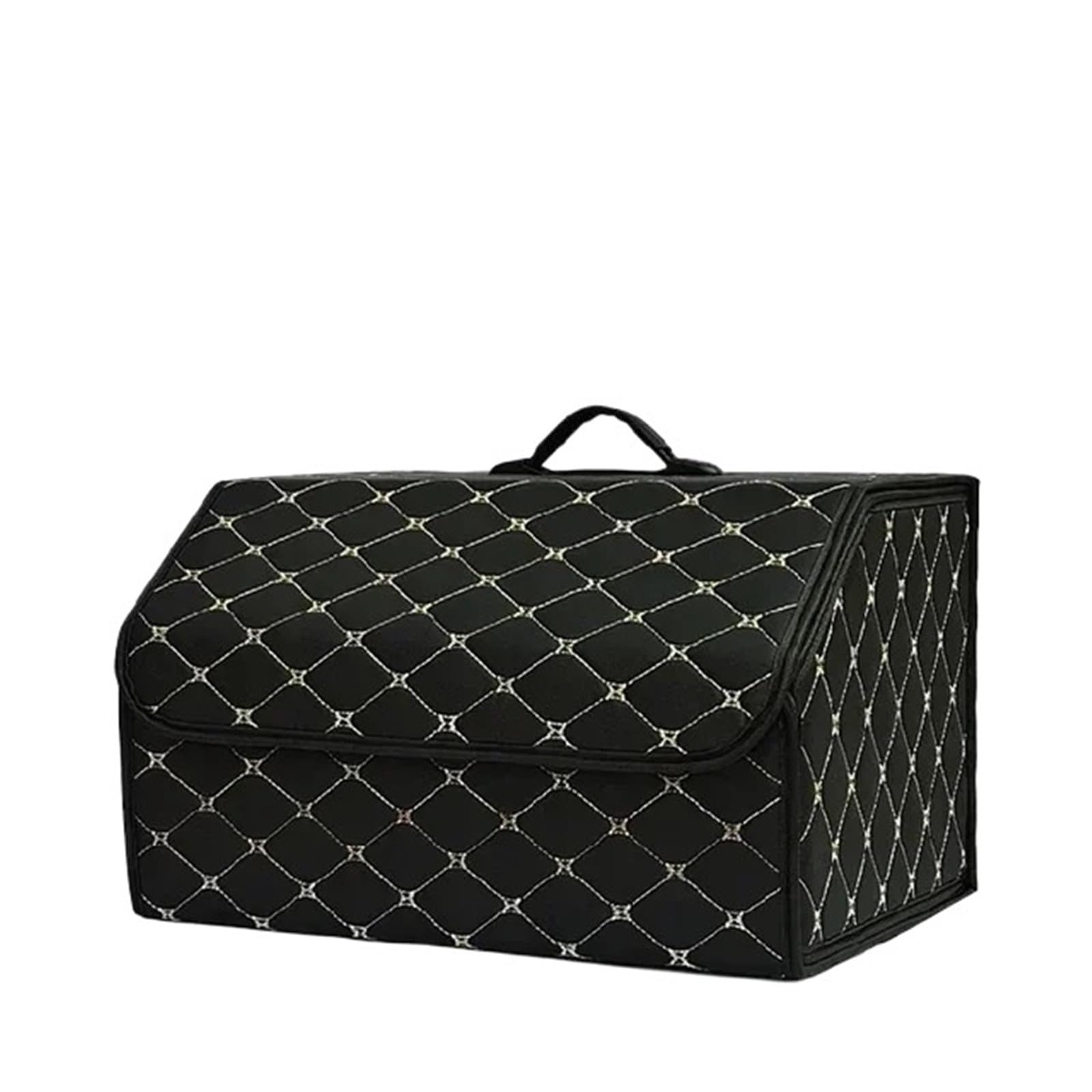 DVMSIEF Trunk Organizer Car Trunk Organizer Box Large Capacity Auto Multiuse Storage Bag Stowing Tidying Leather Folding For Emergency(Gold L)