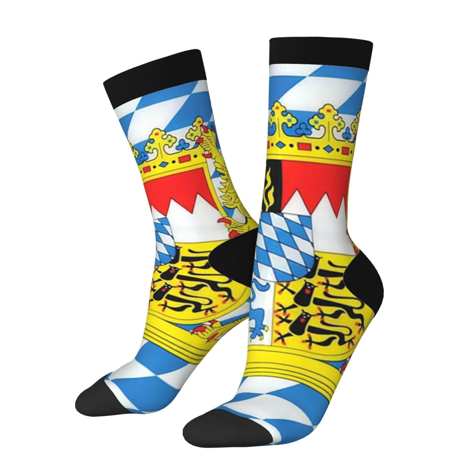 Peiyeety Unisex 3 Black Bavaria Bavarian Flag Socks Casual Athletic Crazy Crew Socks For Women Men