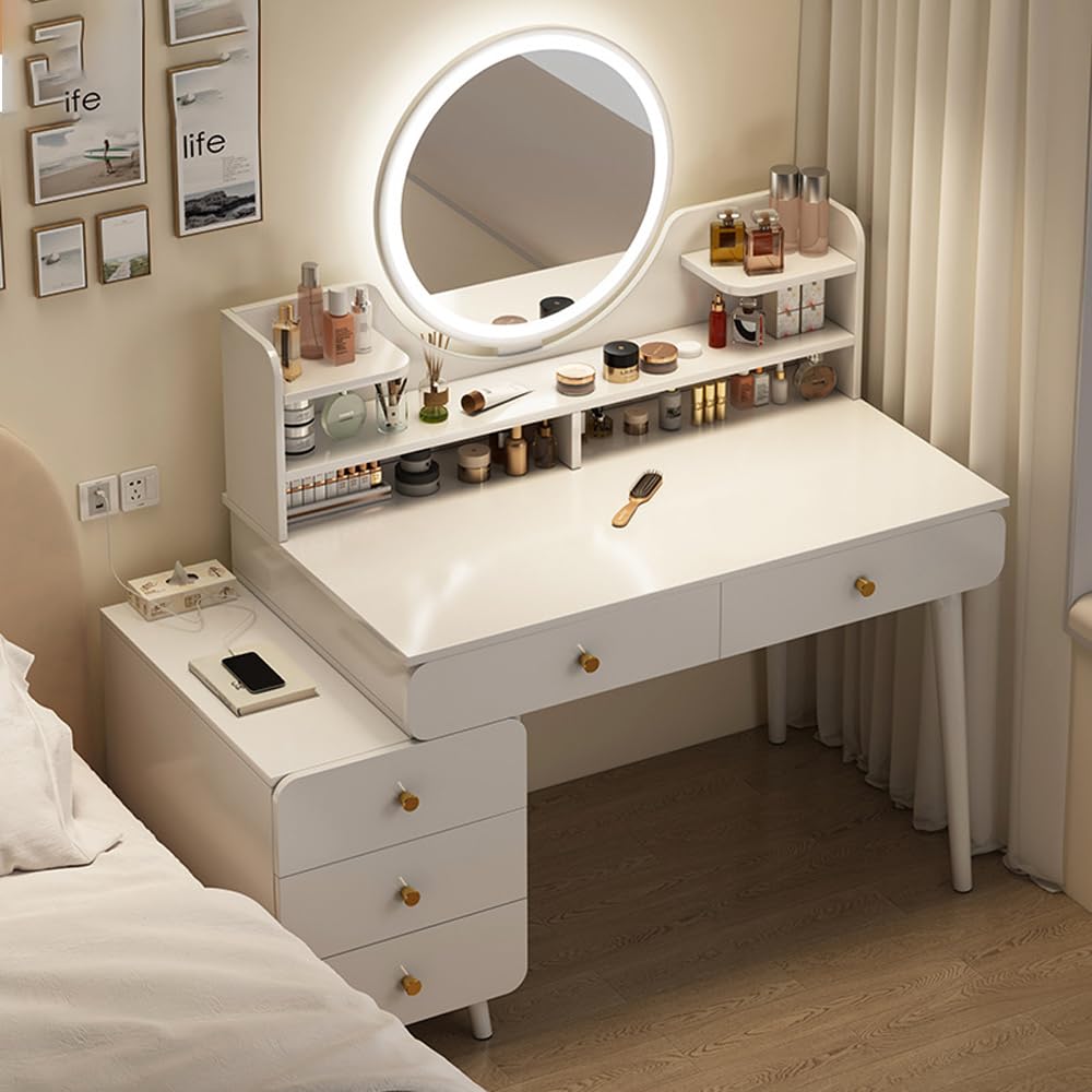 NKX Multifunctional Makeup Vanity Dressing Table with LED Mirror